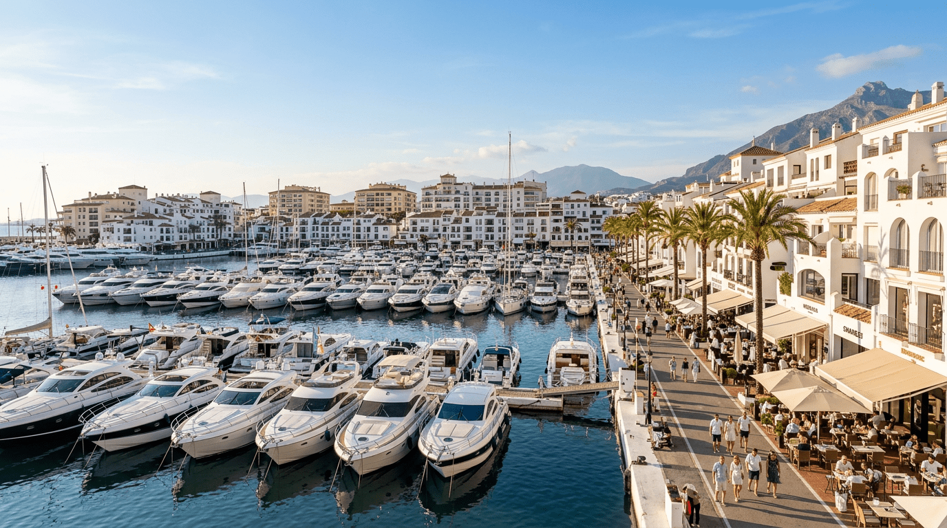 Luxusimmobilien Costa del Sol – Marbella Puerto Banús Hafen und Skyline