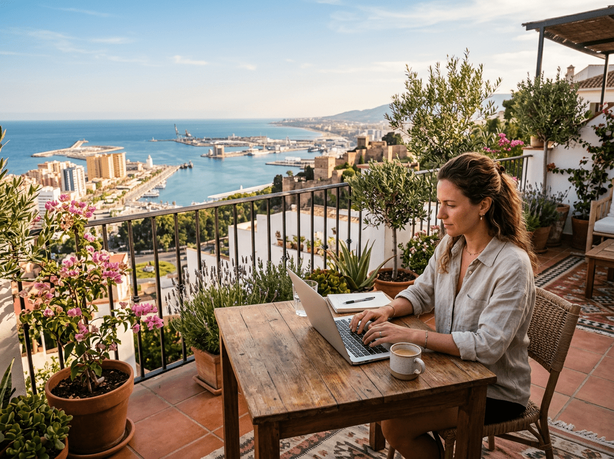 Ortsunabhängig arbeiten in Spanien – Homeoffice mit Meerblick über Málaga