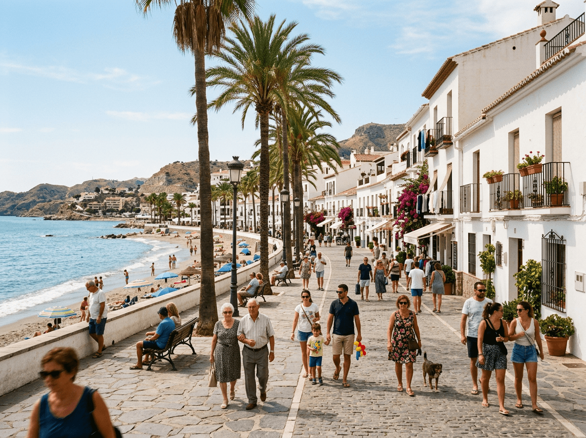 Auswandern nach Spanien – Leben an der Costa del Sol, Promenade in einem andalusischen Küstenort