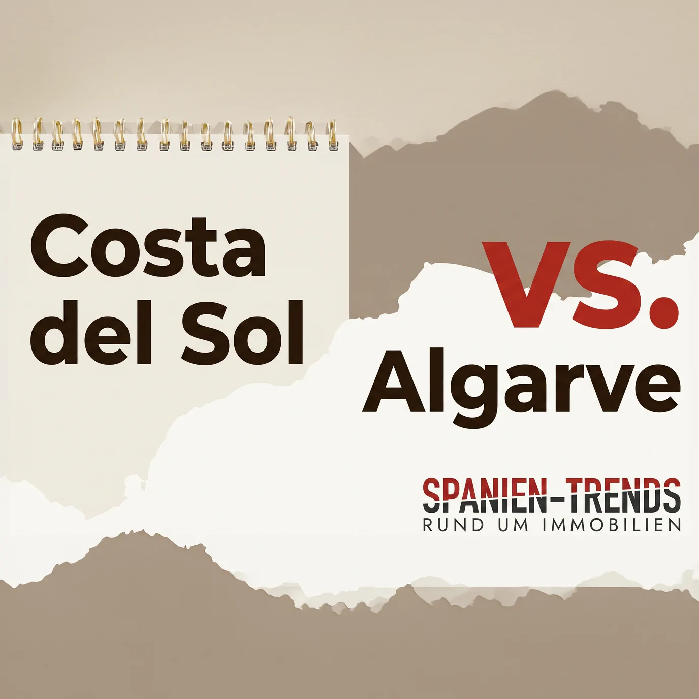 Immobilienvergleich Costa del Sol und Algarve 2026 – Titelgrafik von Spanientrends