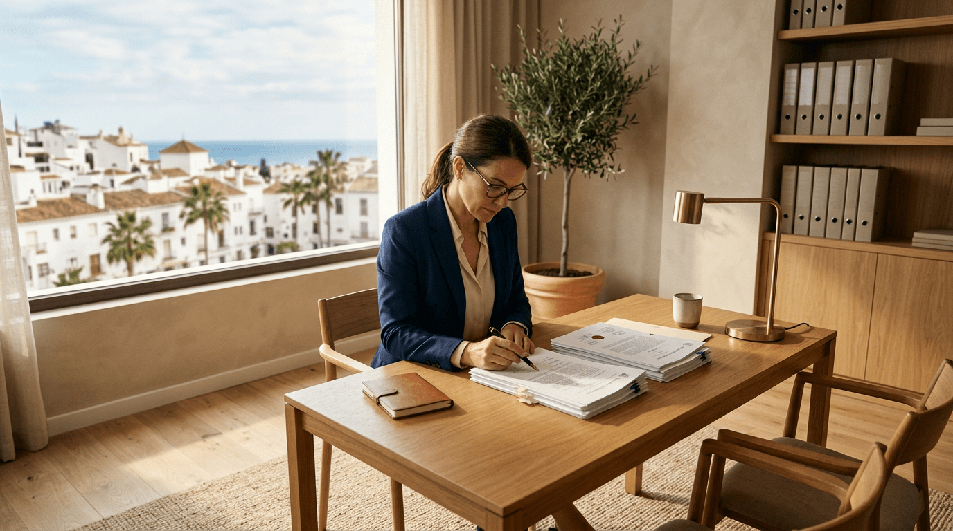 Notar prüft Unterlagen beim Immobilienkauf in Spanien – Ablauf und Kaufnebenkosten 2026